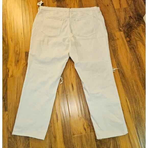 Abercrombie&Fitch NWT 36/22R White 90's Straight Ultra High Rise DistressedPants - Picture 2 of 13